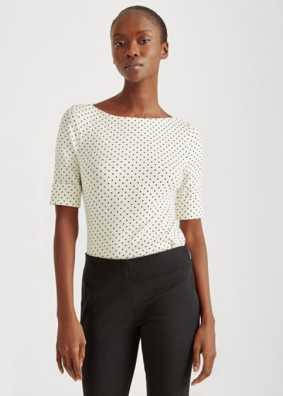 Dámské Topy Ralph Lauren Polka-Dot Cotton-Blend - 56983-OFKV